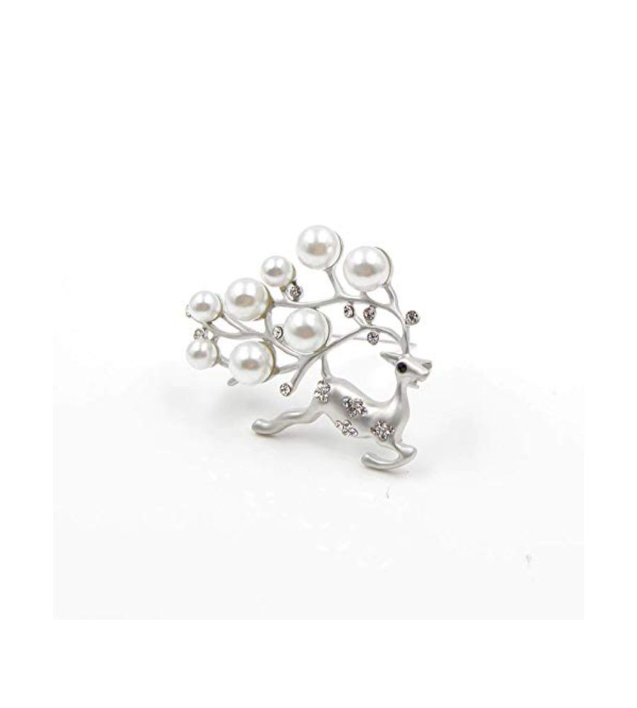 YouBella Jewellery Latest Stylish Crystal Unisex Deer Brooch for Women/Girls/Men (Silver)